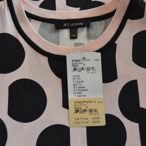 🆕🏷️  Rebecca  Blush/Caviar Polka Dot Print Stretch Retro Silk Blouse. Size 2-6 - Picture 6 of 12